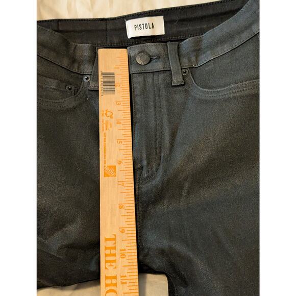 NWOT Pistola Aline High Rise Skinny Black Coated Jeans Night Sky 26 Moto Grunge - Picture 8 of 10